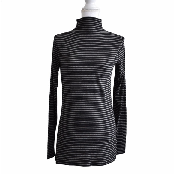 Vince Tops - Vince Striped Turtleneck Black and Gray Top